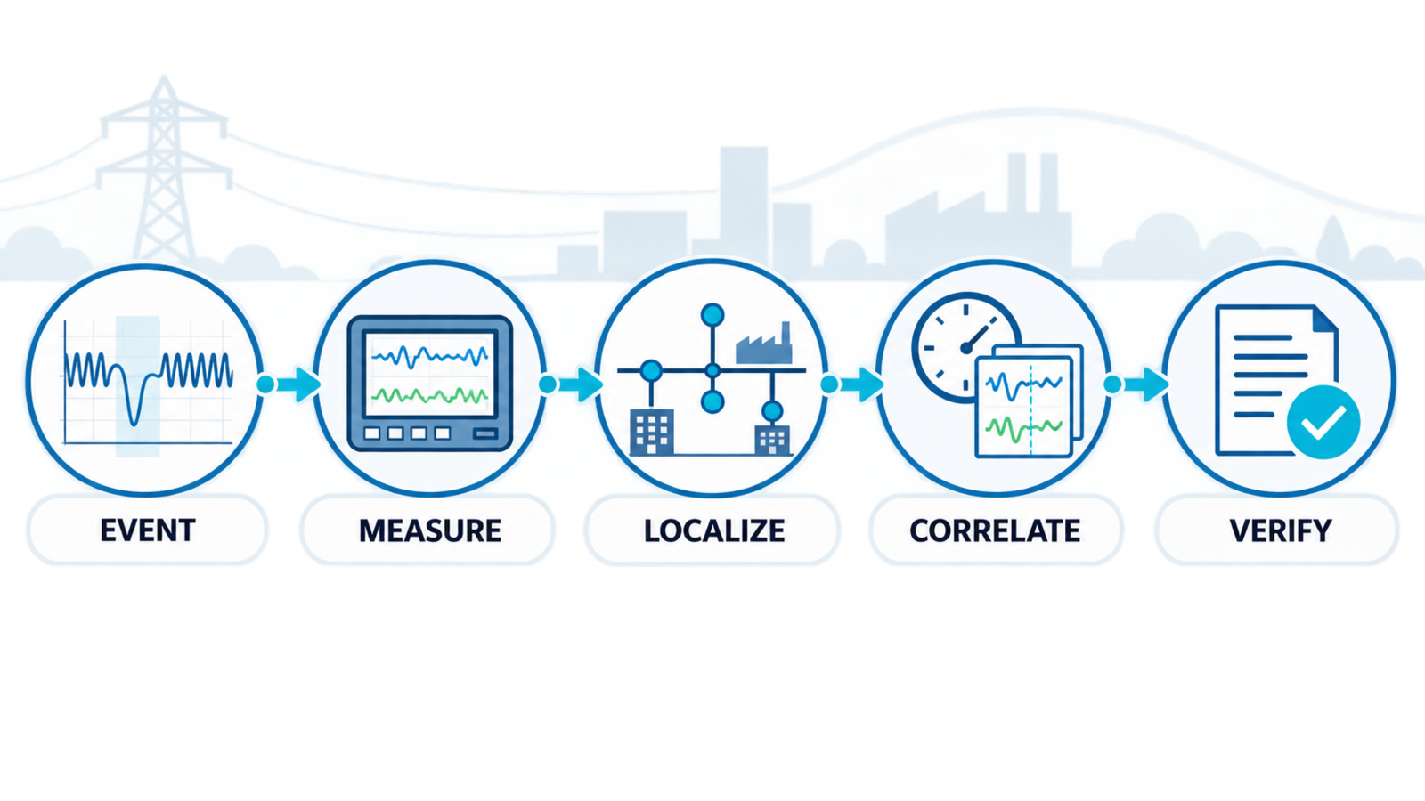 Diagnostic pathway for verifying, locating, correlating, and confirming voltage sag and swell events